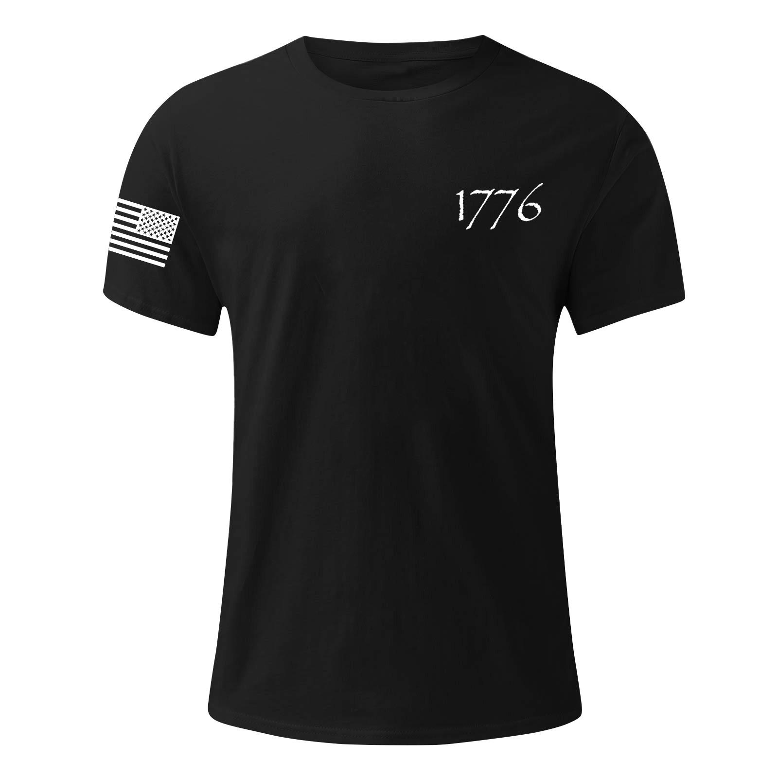 Мужская модная повседневная футболка с круглым вырезом и коротким рукавом с принтом «День независимости» L чёрный