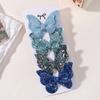 4Pcs Double Butterfly Design Glitter Hair Clip Colorful Glitter Ribbons Sequins Hair Clip  Women