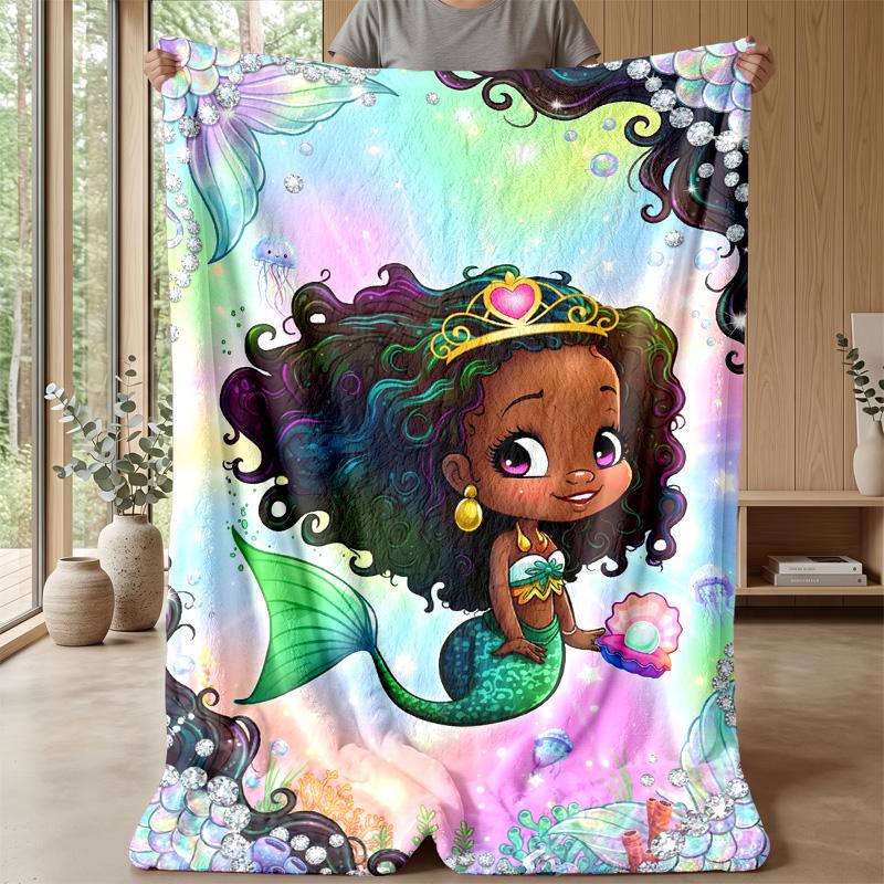 Mermaid Fantasy Underwater World Theme blanket Lightweight Warm Flannel Blanket Decorative Throw Blanket for Home Decoration