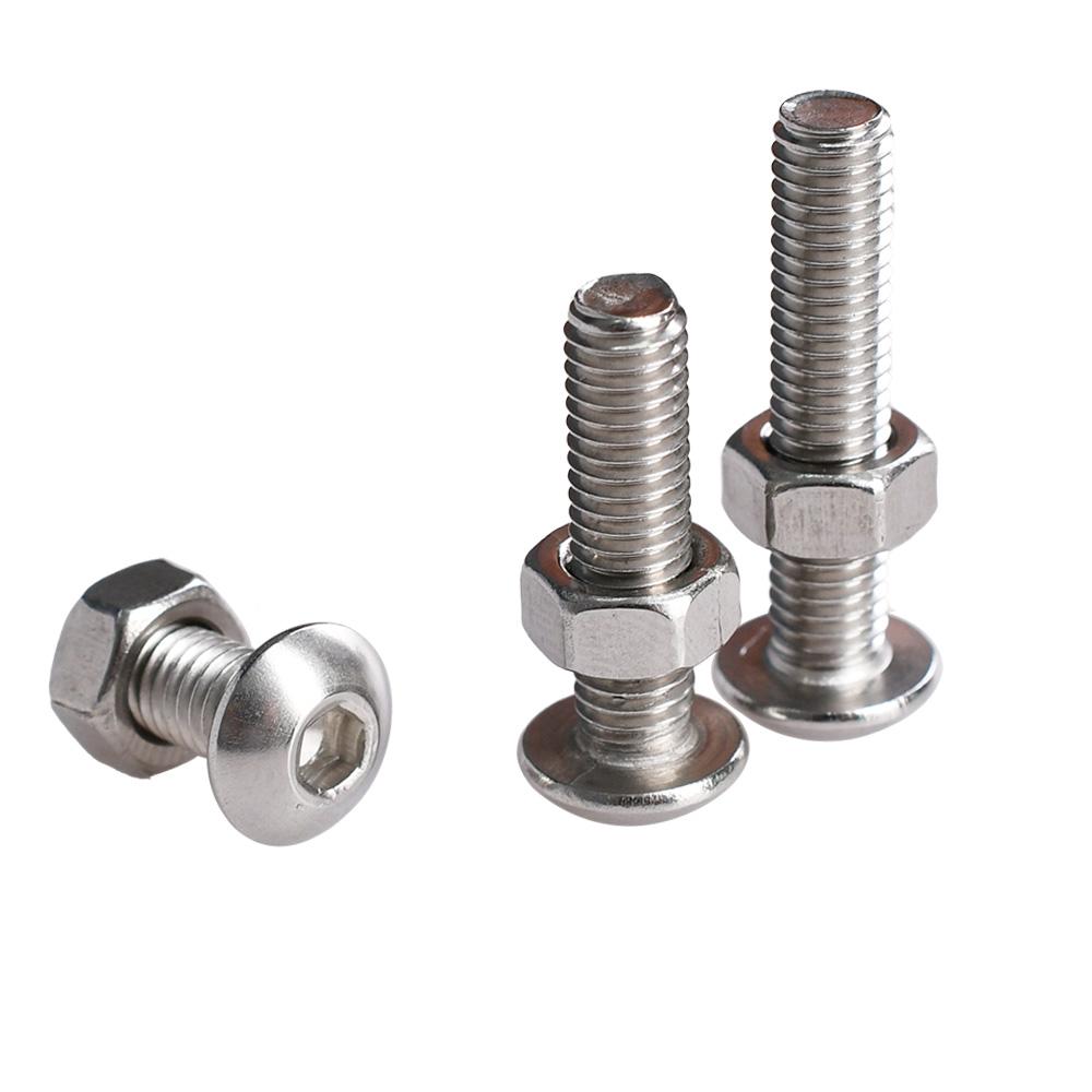 Allen Screw Nut Bolt Kit M2 M3 M4 M5 M6 304 Stainless Steel Bolts Nuts Set Hexagon Button Round Head Machine Screws Nuts Kit