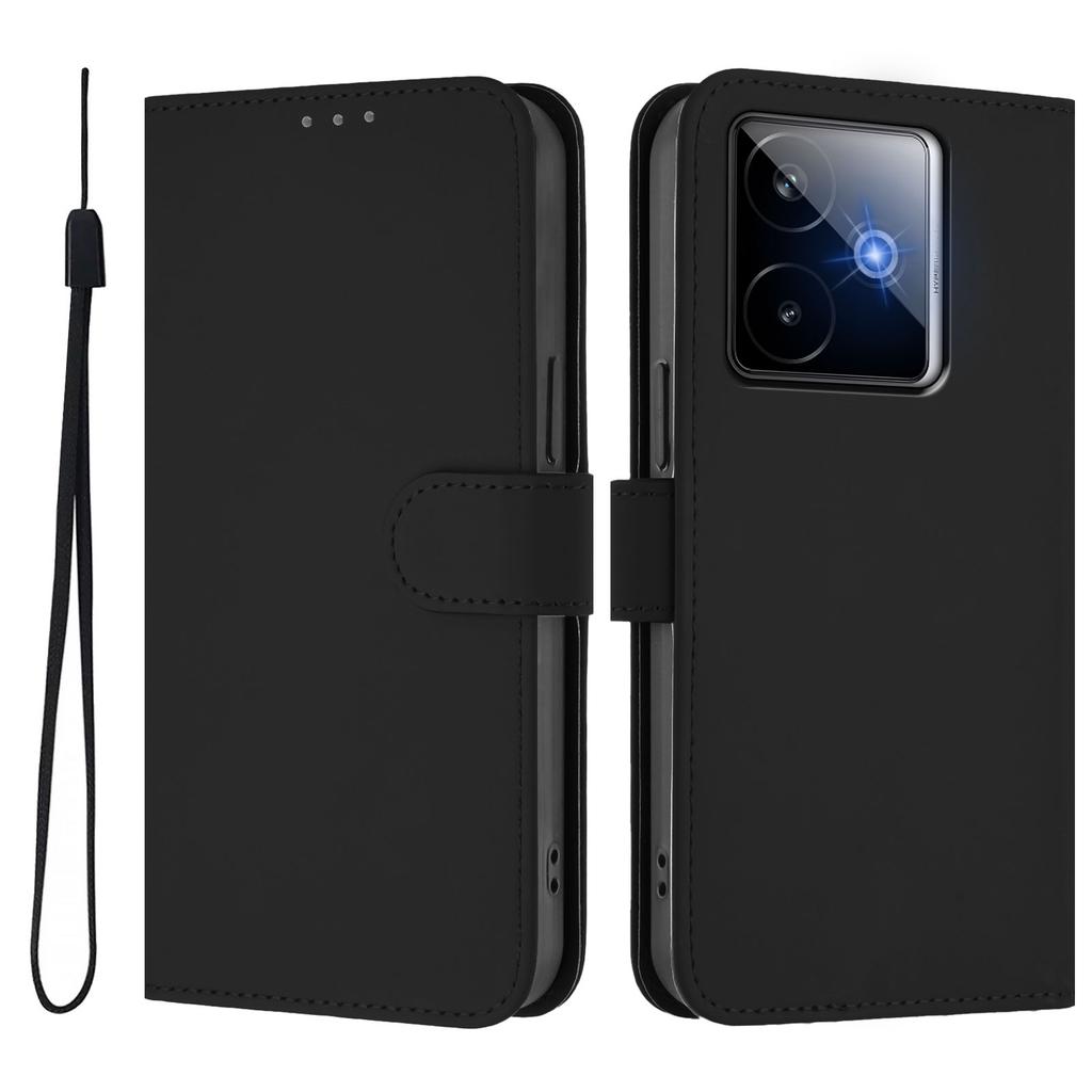 For Realme GT7 Pro Racing 5G Case Solid Color Wallet Leather Phone Cover with Strap