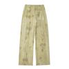 New Linen Tie-dye Print Long Pants Sets For Women Lapel Half Sleeve Single Breasted Shirts Drawstring Wide Leg Pant 2 Pieces Set