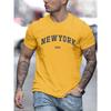 Men's Summer Fashionable Casual Loose Plus Size New York Usa Printed Slim Fit Sports Round Neck Short Sleeved T-shirt