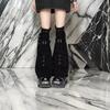 Womens Punk Denims Flared Leg Warmers Eyelets Buckled Strap Pocketed Cargo Boot Cover Over Knee Stockings Streetwear