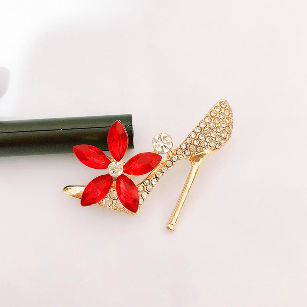 Red High Heel Brooch Pin for Women - Brooch with Scarf Clip, Fashion Statement Versatile Accessory for Coat Bag