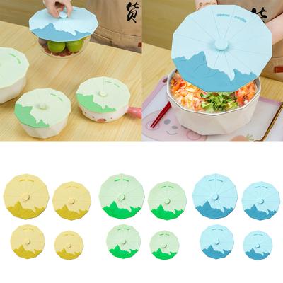 Set of 4 Leak Proof Bowl Covers Reusable Food Covers Non Toxic Silicone Bowls Lids for Everyday Use Sealing Food Covers