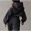Autumn 2025 Minimalist Long Sleeve Fleece Sweatshirt & Elastic Waistband Long Pants Set