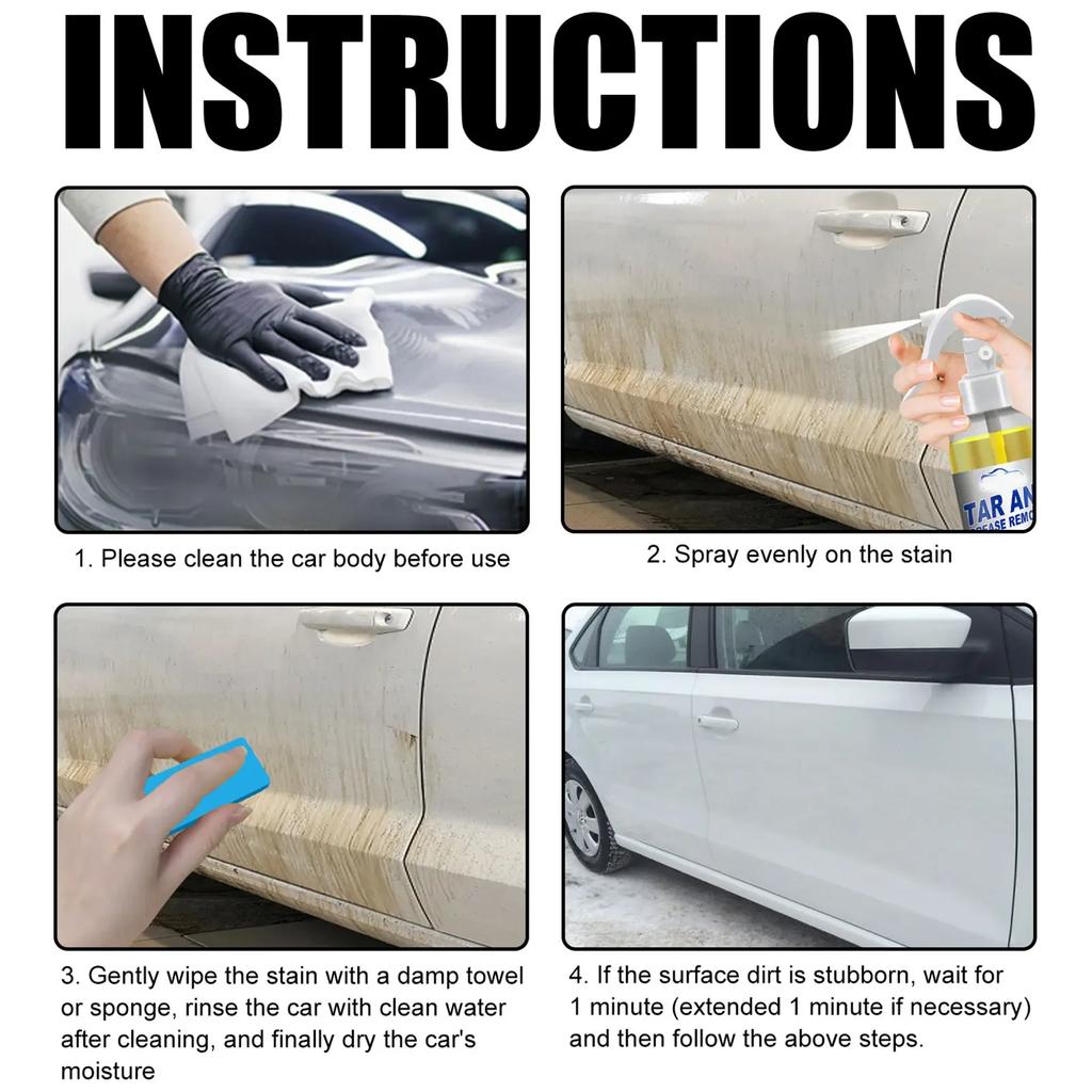 Car Tar Grease Remover Car Glass Heavy Oil Cleaner Car Paint Dirt Cleaning  Polishing Agent Waterproof Oil Film Degreaser