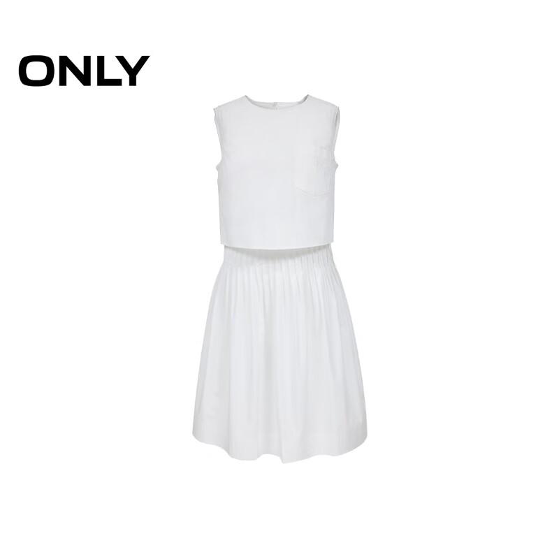 ONLY 2025 Summer Pleated A-line White Mini Dress