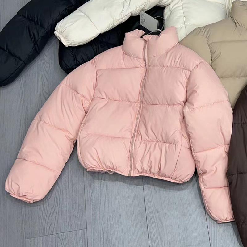 Jesień Kobiety Guziki Kobiety Luźny Bawełniany Płaszcz Golf Kurtka PU Casual Zima Gruby Ciepły Solidny Bawełniany ocieplany Kurtka