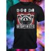 Burnt Out But Optimistic T-Shirt | Funny Raccoon Mental Health Sarcasm Office Humor Trash Panda Top, Casual Crew Neck, Slight Stretch Fabric