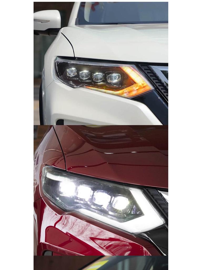 LED Crystal Projector Headlight Assembly for 17-22 Nissan X-Trail: DRL & Flowing Turn Signals