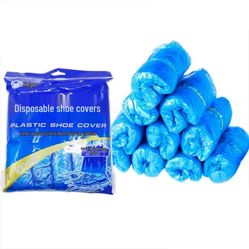 Disposable Plastic Shoe Covers (Thickened, 100-pack) синий