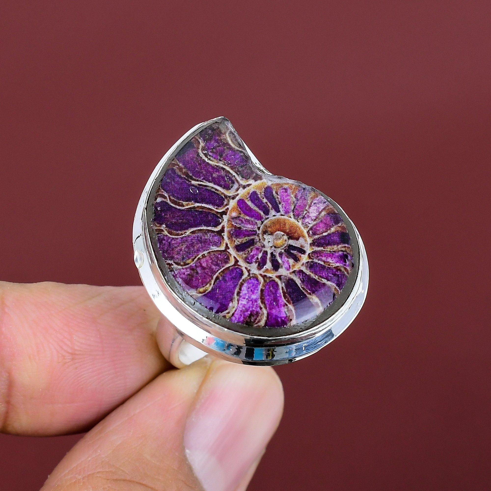 

Ammonite opal doublet ring gemstone jewelry 925 sterling silver ring adjustable ring handmade jewelry brand new ring gifts for wife Adjustable
