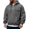 Men's Fleece Hooded Hoodies Long Sleeve Casual Sportswear with Multiple Pockets Autumn Winter Comfortable Sweatshirts