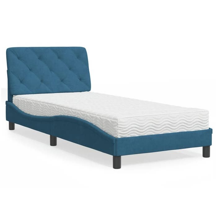 VidaXL Bed with Mattress, Upholstered Bed with Headboard Cushion, Single Bed, Adult Bedroom Interior Bed, 3208626