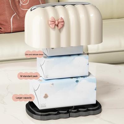 Dekorativ Servettlåda med Rosa Rosett Stor Kapacitet Automatisk Lyftfjäder Servettlåda Skrivbordsvåtservetthållare