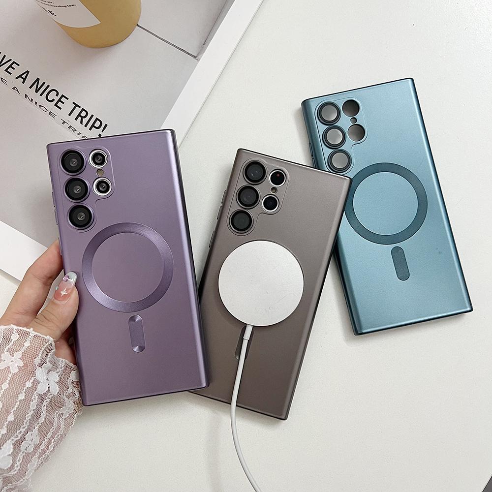 Magnetic Luxury Wireless Charge For Magsafe Case For Samsung Galaxy S25 S24 S23 S 25 Ultra Plus Shockproof Soft Silicone Cover