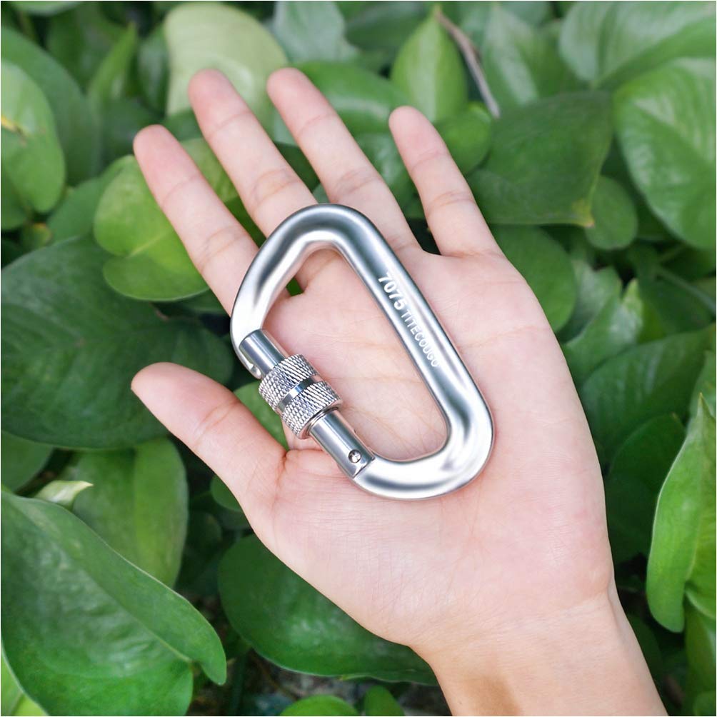 TITECOUGO Screw Lock Carabiner 12Kn Aluminum Alloy Carabiner 1200Kg Screw