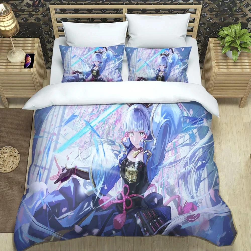 Anime Genshin Impact Sengetøy Sett Gutter Jenter Twin Queen Size Dynetrekk Putetrekk Seng Barn Voksen Mote Hjemmetekstil