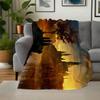 Hogwarts Castle Sunset Fantasy Art PrintBlanket Flannel Throw Blanket for Sofa, Bed, Travel, Camping, Office, Couch, Chair