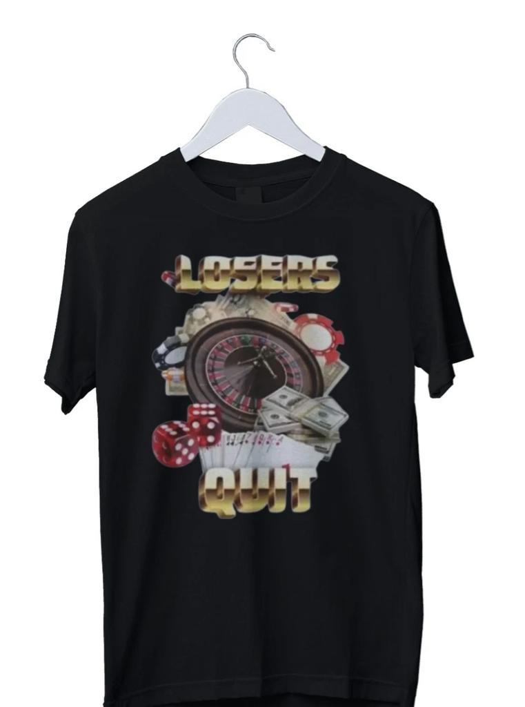 Men's and Women's T-shirts Vintage Losers Quit Gambling Graphic