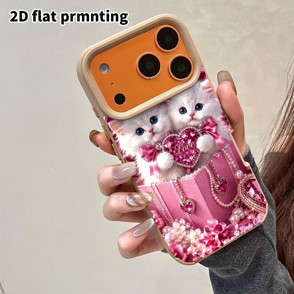 Phone Case: 2D Flat Lambskin Suitable for iPhone 18 17 16 15 14 13 Pro Protective Case, Long-haired Kitten, Christmas and Halloween Gifts
