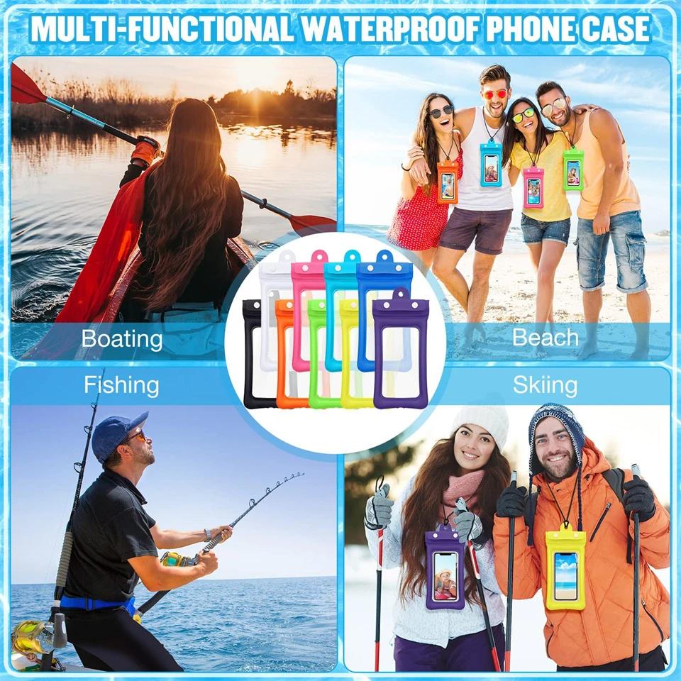 IPX8 Waterproof Phone Cases For iPhone 15 14 13 12 11 Pro Max Samsung A54 S23 Ultra Redmi Note 12 Floating Airbag Swim Bag Cover