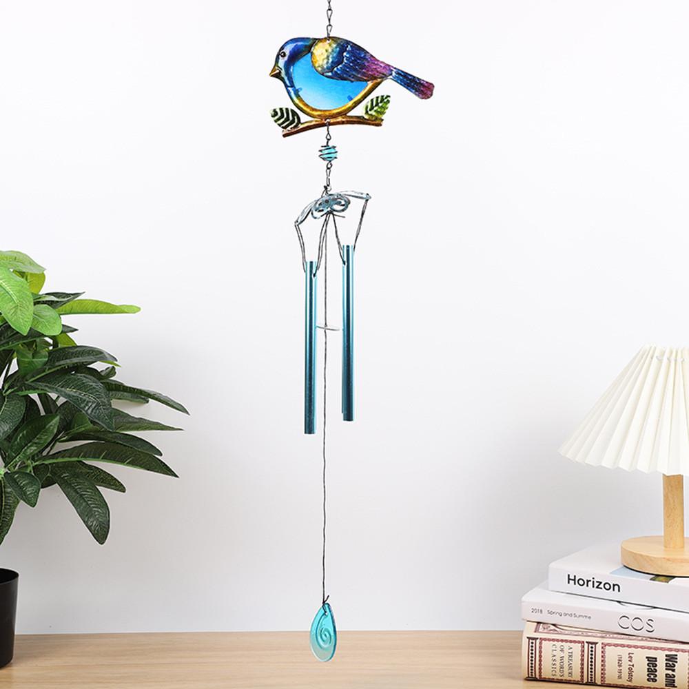 Bird Garden Wind Chime With Handcrafted Metal And Glass For Garden Patio Decor