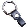 Men's Genuine Leather Car Keychain - Cowhide Creative Finger Ring Buckle with Leather Strap Pendant and Custom Spring Ring.