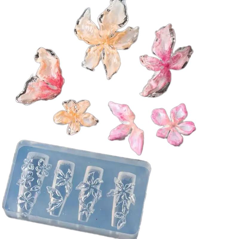 Ice Flower Lily 3D Silicone Nail Template Stereoscopic Flower Nail Art Decor DIY Nail Carving Mold