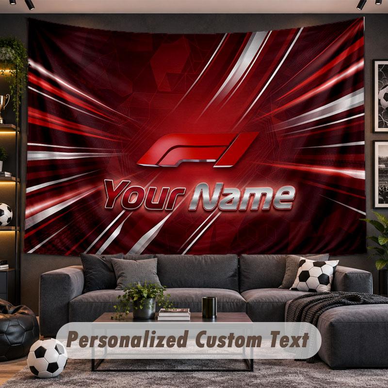 Wall Hanging Tapestry Custom NameF1 Pattern Personalized Printed Fabric Wall Decor
