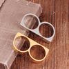 Hip Hop Punk Stainless Steel Brass Knuckles Ring for Women/Men Two Fingers Personality Fashion Jewelry