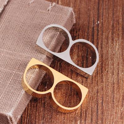 Hip Hop Punk Stainless Steel Brass Knuckles Ring for Women/Men Two Fingers Personality Fashion Jewelry