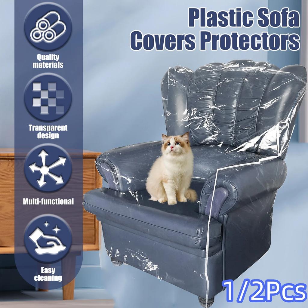 Couch Cover Pets Plastic Armchair Recliner Cover Clear Cat Scratching Protector Waterproof Dustproof Sofa Cover Sofa Protector