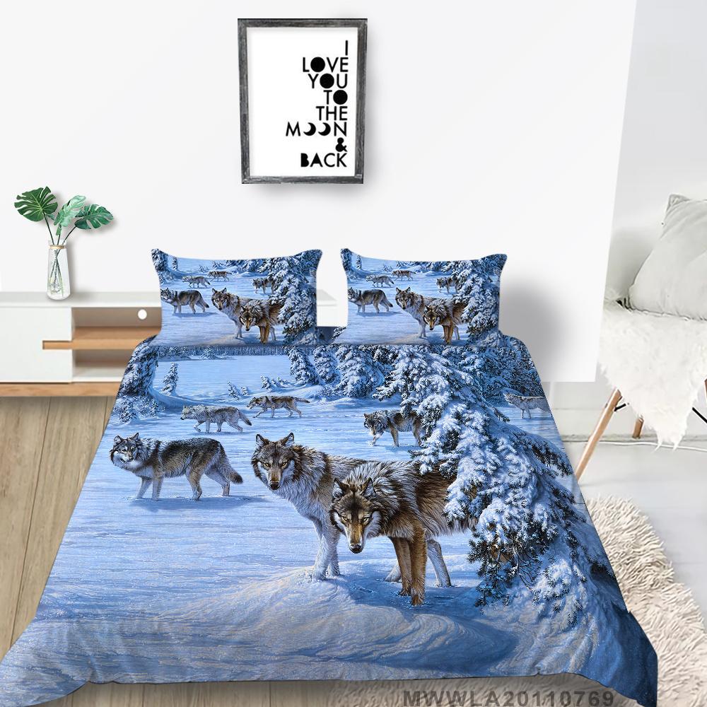 

Комплект пододеяльников, домашнее постельное белье, уникальный дизайн, домашний текстиль с принтом волка, комплект одеял высокого качества EU Single 135x200cm