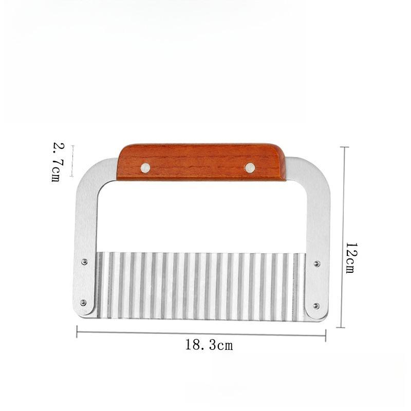 

Stainless Steel Wave with Wooden Handle Wolf Teeth Potato Slicer For Potato Chip Cutting Kitchen Chopper Tool Accessories