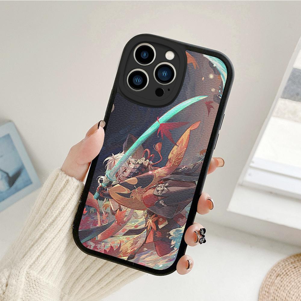 For Iphone Kazuha Genshin Impact Phone Case for Iphone 14 13 11 12 Pro MAX 13 12 MiNi 7 8 plus iphone 14 XS XR Lambskin Covers