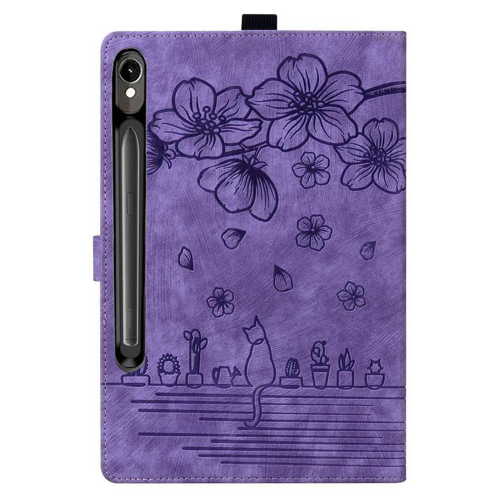 For Samsung Galaxy Tab S10 FE+ Case Card Slots Leather Tablet Stand Folio Cover Flower Cat
