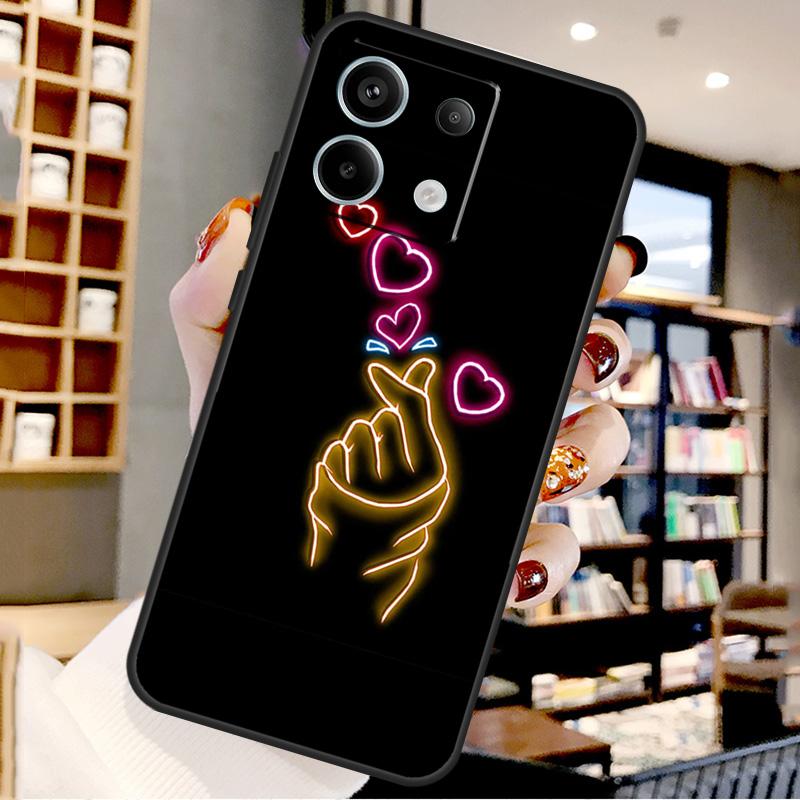 Hand Holding Moon Finger Heart For Xiaomi Redmi Note 14 Pro 9 10 11 12 13 15 Pro Plus Case For Redmi 15 15C 13C 12C 10C 14C