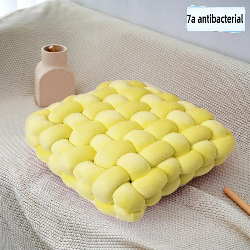 

Knot Hand-made Cushion 2025 Square Nordic Aesthetic Plush Pillow for Office Chair Decorative Sleeping Back Support 30x33x12cm жёлтый