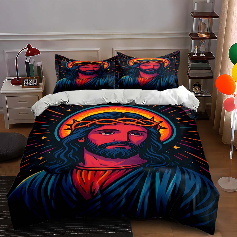 

Vibrant, halo-like, portrait Bedding Duvet cover sets Duvet covers Pillowcases gifts (1 * Duvet Cover 2 * Pillowcases, without duvet insert) 135x200cm