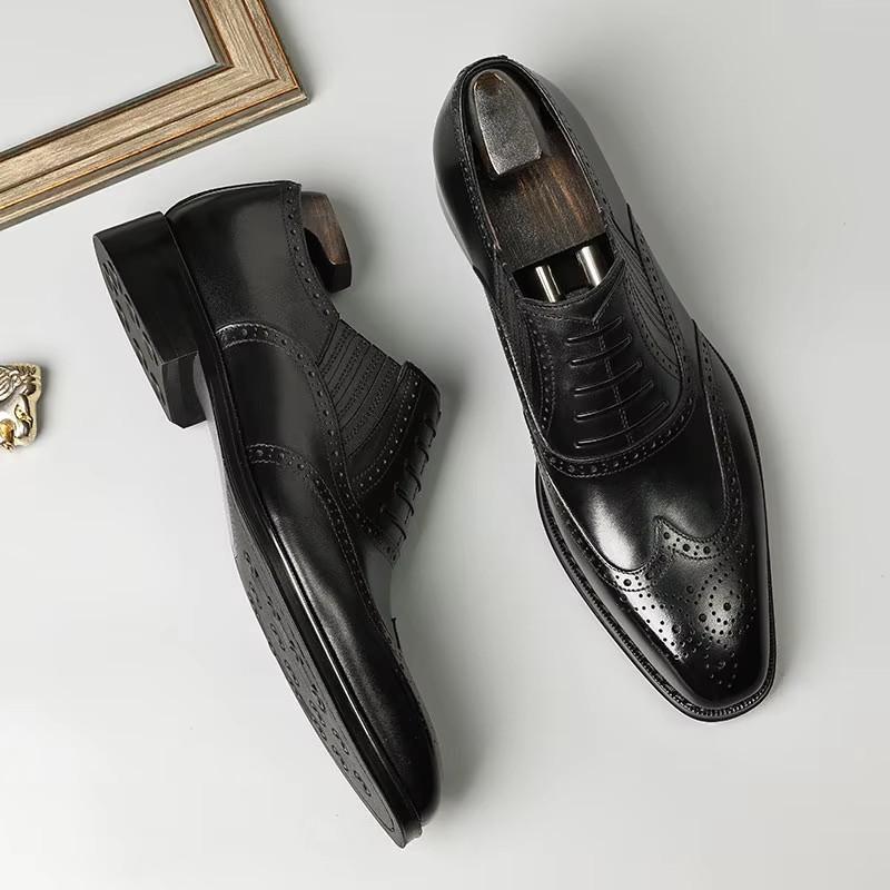 

Мужская кожаная обувь, из натуральной кожи, в британском стиле, обувь ручной работы для мужчин, для формальной свадьбы, стиль Оксфорд, британский стиль 45 чёрный