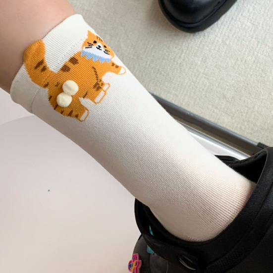 Cute Cat Socks with Balls 3D Novelty Soft Cotton Crew Socks Funny Animal Socks for Women Cats Lovers