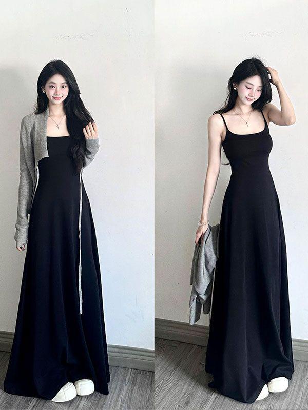Summer 2026 Women's Elegant Slimming A-line Bodycon Dress with Spaghetti Straps