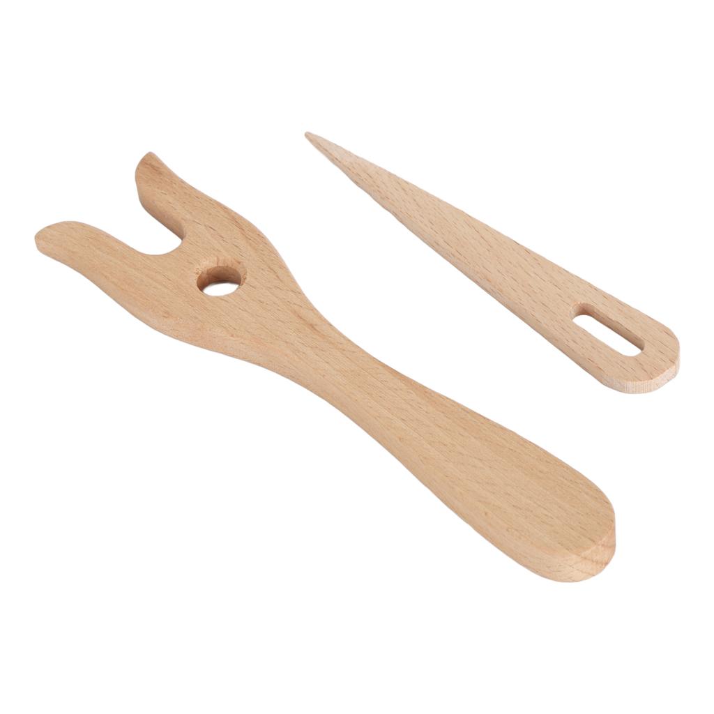 2Pcs Knitting Fork and Eye Needle Kit Multifunctional Wood Weaving Crochet for Jewelry Toys Dresses Weaving Tool