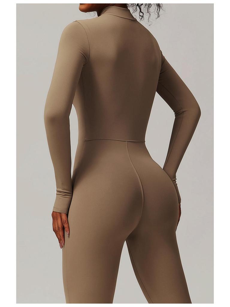 Plus Velvet Nude Yoga Jumpsuit - Outdoor Warm Fitness Wear