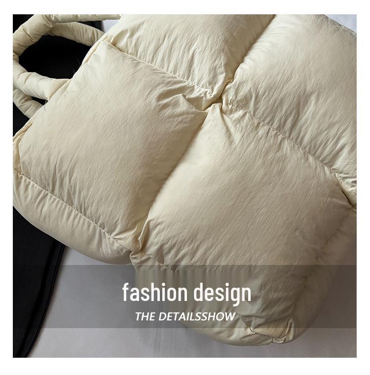 Lightweight, Fashionable Candy-Colored Down Jacket with Quilted Shoulder and Puff Crossbody Bag, Large Capacity, Solid Color