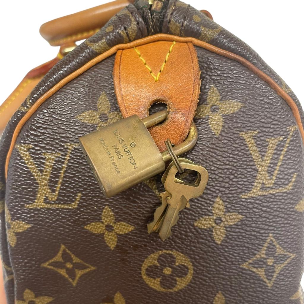 Used Louis Vuitton Monogram Speedy 25 M41528 Boston Bag Brown Authentic 1215
