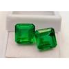 Green Emerald Square Colombian For Earring Making 19.15 Ct Pair Gemstone